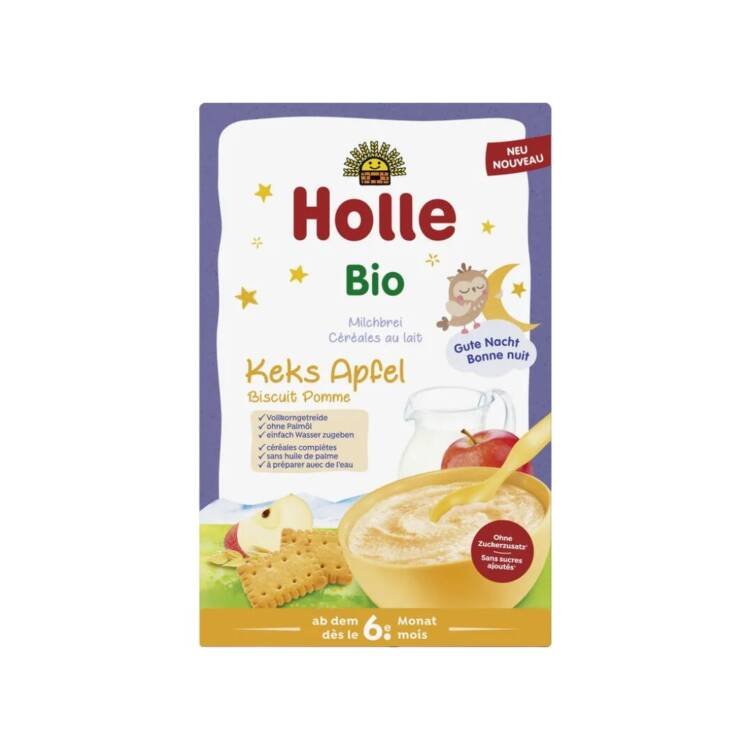 Holle Organic milk cereal with biscuit and apple