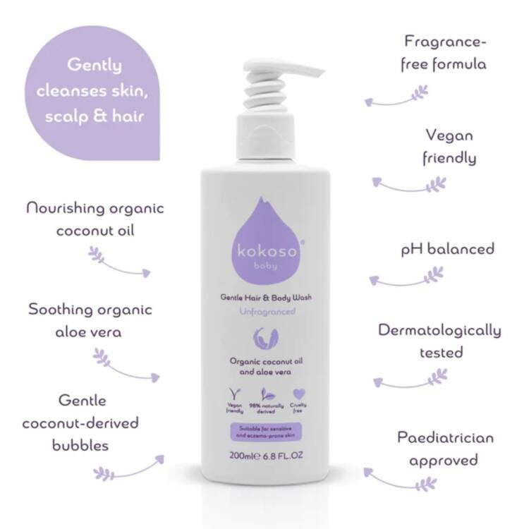 Kokoso Baby Gentle Hair & Body Wash Unfragranced - Image 2